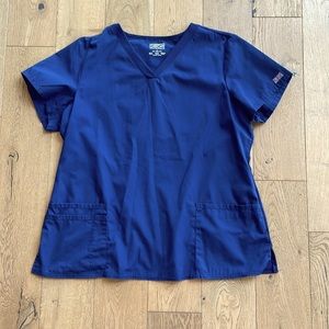 Cherokee Workwear Navy 3-Pocket Rib knit v neck Scrub Top